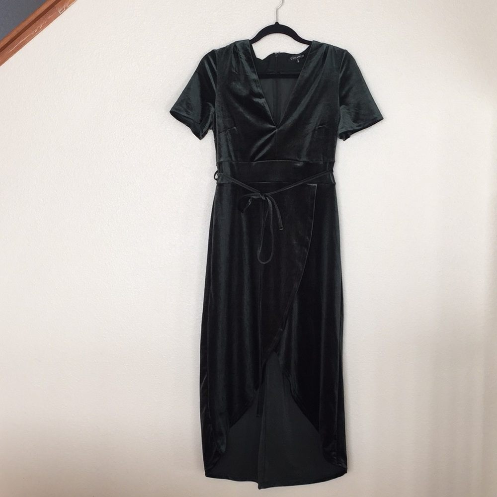 Velvet Green Midi Dress